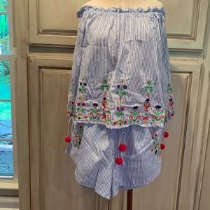 Embroidered Top and Short Set